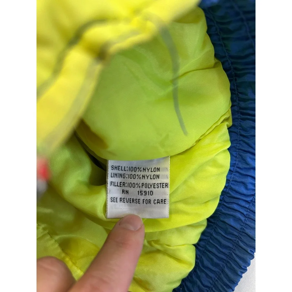 Gerber Vintage 90s Colorblock Star Puffer Jacket Toddler Size 2T Blue Pink Neon